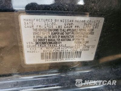 Zdjęcie 12 z 12 samochodu: 2021 NISSAN VERSA SV VIN:3N1CN8EV3ML835121 - miniatura