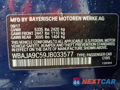 Zdjęcie 12 z 12 samochodu: 2018 BMW 530E VIN:WBAJA9C59JB033577 - miniatura