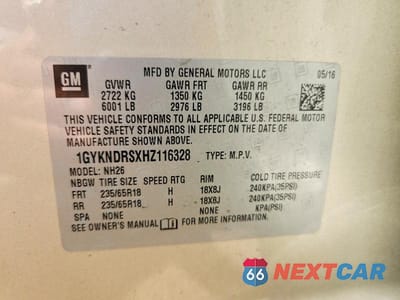 Zdjęcie 13 z 13 samochodu: 2017 CADILLAC XT5 LUXURY VIN:1GYKNDRSXHZ116328 - miniatura