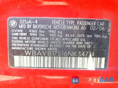 Zdjęcie 12 z 12 samochodu: 2006 BMW 325 I AUTOMATIC VIN:WBAVB17516NK34714 - miniatura