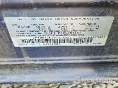 Zdjęcie 12 z 12 samochodu: 2008 MAZDA 3 I VIN:JM1BK32F881144567 - miniatura