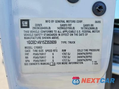 Zdjęcie 12 z 12 samochodu: 2005 CHEVROLET SILVERADO C1500 VIN:1GCEC14V15Z353939 - miniatura