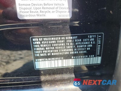 Zdjęcie 12 z 12 samochodu: 2012 VOLKSWAGEN GOLF R VIN:WVWPF7AJ8CW209212 - miniatura