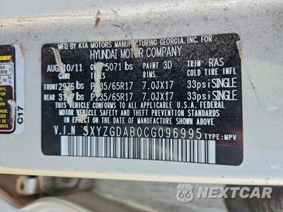 Zdjęcie 13 z 13 samochodu: 2012 HYUNDAI SANTA FE GLS VIN:5XYZGDAB0CG096995 - miniatura