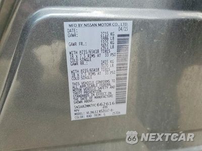 Zdjęcie 13 z 13 samochodu: 2015 NISSAN PATHFINDER SV VIN:5N1AR2MM7FC662616 - miniatura