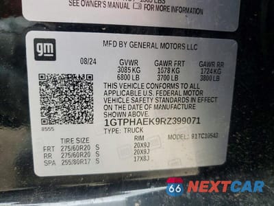 Zdjęcie 13 z 13 samochodu: 2024 GMC SIERRA C1500 VIN:1GTPHAEK9RZ399071 - miniatura