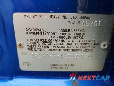 Zdjęcie 12 z 12 samochodu: 2002 SUBARU IMPREZA WRX VIN:JF1GD296X2G510085 - miniatura