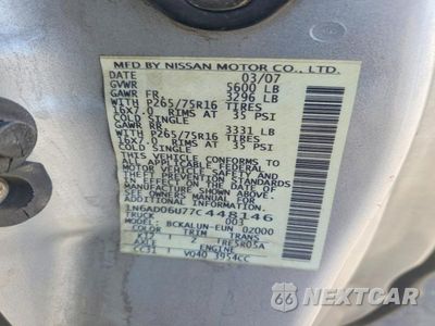 Zdjęcie 12 z 12 samochodu: 2007 NISSAN FRONTIER SE VIN:1N6AD06U77C448146 - miniatura