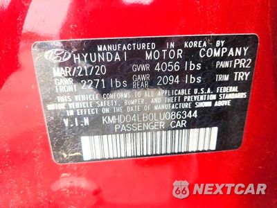 Zdjęcie 12 z 12 samochodu: 2020 HYUNDAI ELANTRA SPORT VIN:KMHD04LB0LU086344 - miniatura