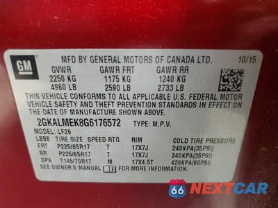 Zdjęcie 13 z 13 samochodu: 2016 GMC TERRAIN SLE VIN:2GKALMEK8G6176572 - miniatura