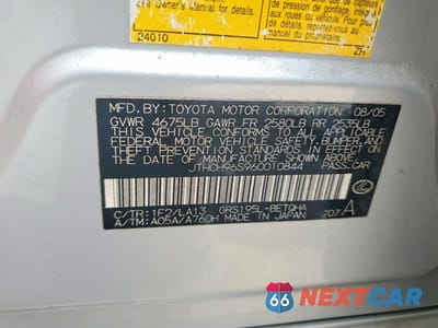 Zdjęcie 12 z 12 samochodu: 2006 LEXUS GS 300 VIN:JTHCH96S960010844 - miniatura