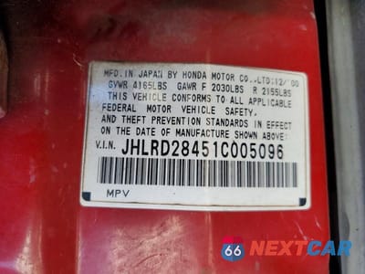 Zdjęcie 13 z 13 samochodu: 2001 HONDA CR-V VIN:JHLRD28451C005096 - miniatura