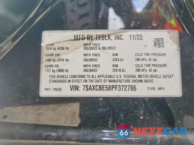 Zdjęcie 13 z 13 samochodu: 2023 TESLA MODEL X VIN:7SAXCBE58PF372786 - miniatura