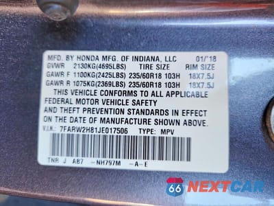 Zdjęcie 13 z 13 samochodu: 2018 HONDA CR-V EXL VIN:7FARW2H81JE017506 - miniatura