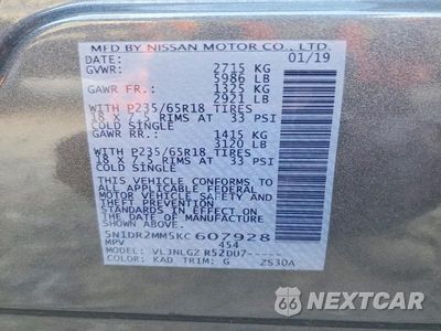 Zdjęcie 14 z 14 samochodu: 2019 NISSAN PATHFINDER SL VIN:5N1DR2MM5KC607928 - miniatura