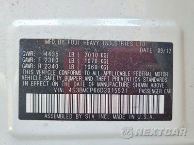 Zdjęcie 12 z 12 samochodu: 2013 SUBARU LEGACY 2.5I LIMITED VIN:4S3BMCP66D3015521 - miniatura