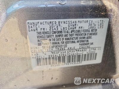 Zdjęcie 12 z 12 samochodu: 2019 NISSAN SENTRA SV VIN:3N1AB7APXKY431122 - miniatura