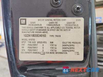 Zdjęcie 12 z 12 samochodu: 2005 CHEVROLET SILVERADO K1500 VIN:1GCEK19B35E240163 - miniatura