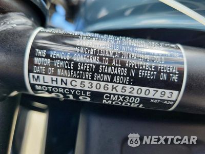 Zdjęcie 9 z 9 samochodu: 2019 HONDA CMX300 VIN:MLHNC5306K5200793 - miniatura