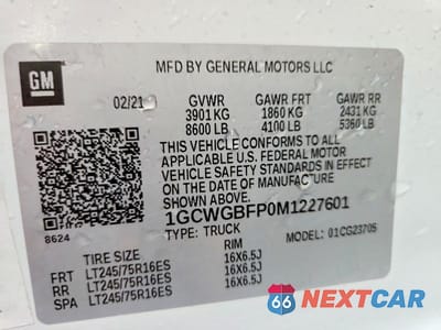 Zdjęcie 13 z 13 samochodu: 2021 CHEVROLET EXPRESS 2500 CARGO DELIVERY VAN VIN:1GCWGBFP0M1227601 - miniatura