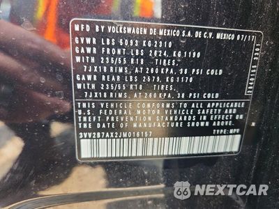 Zdjęcie 13 z 13 samochodu: 2018 VOLKSWAGEN TIGUAN SE VIN:3VV2B7AX2JM016157 - miniatura