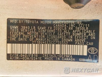 Zdjęcie 12 z 12 samochodu: 2012 TOYOTA COROLLA L VIN:2T1BU4EE5CC755552 - miniatura