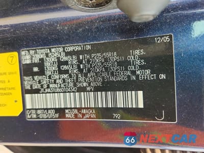 Zdjęcie 13 z 13 samochodu: 2006 LEXUS RX 330 VIN:JTJHA31U860104342 - miniatura