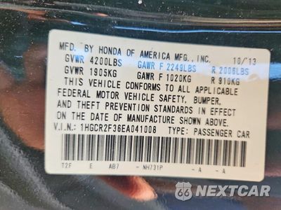Zdjęcie 13 z 13 samochodu: 2014 HONDA ACCORD LX VIN:1HGCR2F36EA041008 - miniatura