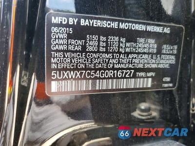 Zdjęcie 14 z 14 samochodu: 2016 BMW X3 XDRIVE35I VIN:5UXWX7C54G0R16727 - miniatura