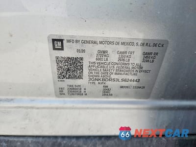 Zdjęcie 12 z 12 samochodu: 2020 CHEVROLET BLAZER 3LT VIN:3GNKBDRS3LS624443 - miniatura