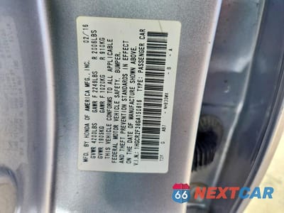 Zdjęcie 12 z 12 samochodu: 2016 HONDA ACCORD LX VIN:1HGCR2F38GA150816 - miniatura