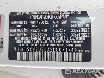 Zdjęcie 13 z 13 samochodu: 2013 HYUNDAI SANTA FE SPORT 2.0T VIN:5XYZU3LA2DG071749 - miniatura