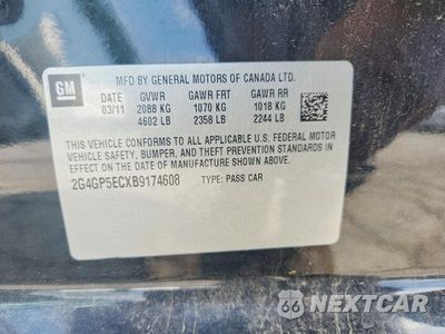 Zdjęcie 12 z 12 samochodu: 2011 BUICK REGAL CXL VIN:2G4GP5ECXB9174608 - miniatura