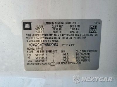 Zdjęcie 14 z 14 samochodu: 2017 GMC YUKON XL K1500 SLT VIN:1GKS2GKC7HR129903 - miniatura