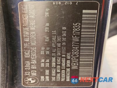 Zdjęcie 13 z 13 samochodu: 2007 BMW X3 3.0SI VIN:WBXPC93477WF17835 - miniatura