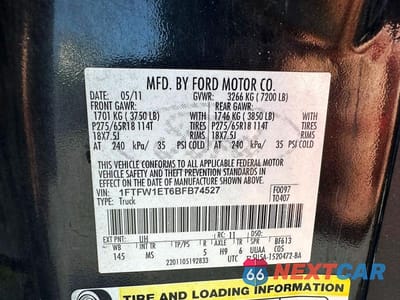 Zdjęcie 10 z 10 samochodu: 2011 FORD F150 SUPERCREW VIN:1FTFW1ET6BFB74527 - miniatura