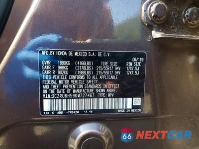Zdjęcie 13 z 13 samochodu: 2019 HONDA HR-V EX VIN:3CZRU6H59KM727467 - miniatura