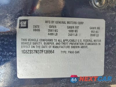 Zdjęcie 12 z 12 samochodu: 2007 SATURN AURA XE VIN:1G8ZS57N37F136964 - miniatura