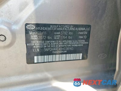 Zdjęcie 12 z 12 samochodu: 2011 HYUNDAI ELANTRA GLS VIN:5NPDH4AE4BH038140 - miniatura
