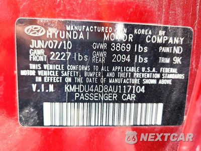 Zdjęcie 12 z 12 samochodu: 2010 HYUNDAI ELANTRA GLS VIN:KMHDU4AD8AU117104 - miniatura