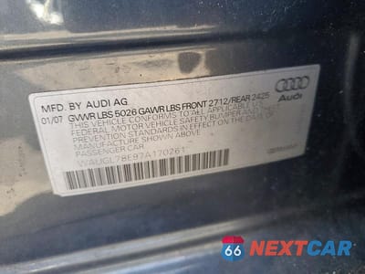 Zdjęcie 12 z 12 samochodu: 2007 AUDI NEW S4 QUATTRO VIN:WAUGL78E97A170261 - miniatura