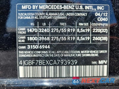 Zdjęcie 13 z 13 samochodu: 2012 MERCEDES-BENZ GL 450 4MATIC VIN:4JGBF7BEXCA793939 - miniatura