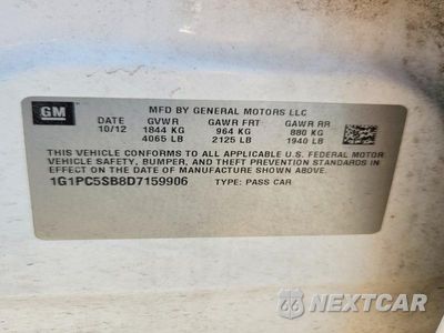 Zdjęcie 12 z 12 samochodu: 2013 CHEVROLET CRUZE LT VIN:1G1PC5SB8D7159906 - miniatura