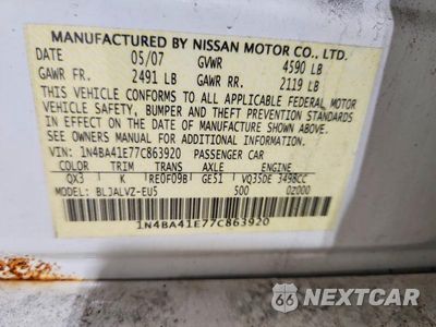 Zdjęcie 12 z 12 samochodu: 2007 NISSAN MAXIMA 3.5 SE VIN:1N4BA41E77C863920 - miniatura