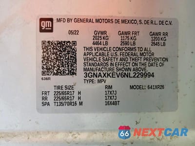 Zdjęcie 13 z 13 samochodu: 2022 CHEVROLET EQUINOX LT VIN:3GNAXKEV6NL229994 - miniatura