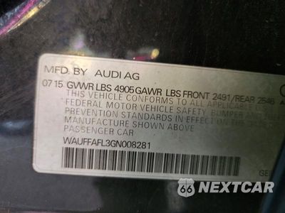 Zdjęcie 12 z 12 samochodu: 2016 AUDI A4 PREMIUM PLUS S-LINE VIN:WAUFFAFL3GN008281 - miniatura