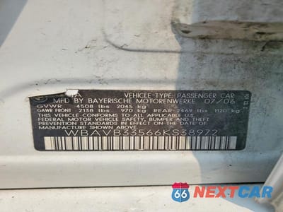 Zdjęcie 12 z 12 samochodu: 2006 BMW 330 I VIN:WBAVB33566KS38972 - miniatura