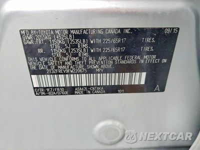 Zdjęcie 13 z 13 samochodu: 2015 TOYOTA RAV4 LE VIN:2T3ZFREV9FW220675 - miniatura