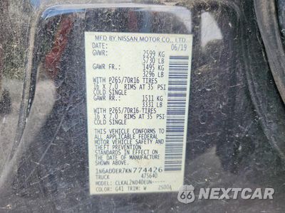 Zdjęcie 13 z 13 samochodu: 2019 NISSAN FRONTIER SV VIN:1N6AD0ER7KN774426 - miniatura
