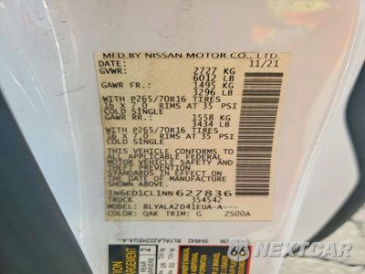 Zdjęcie 12 z 12 samochodu: 2022 NISSAN FRONTIER S VIN:1N6ED1CL1NN627836 - miniatura